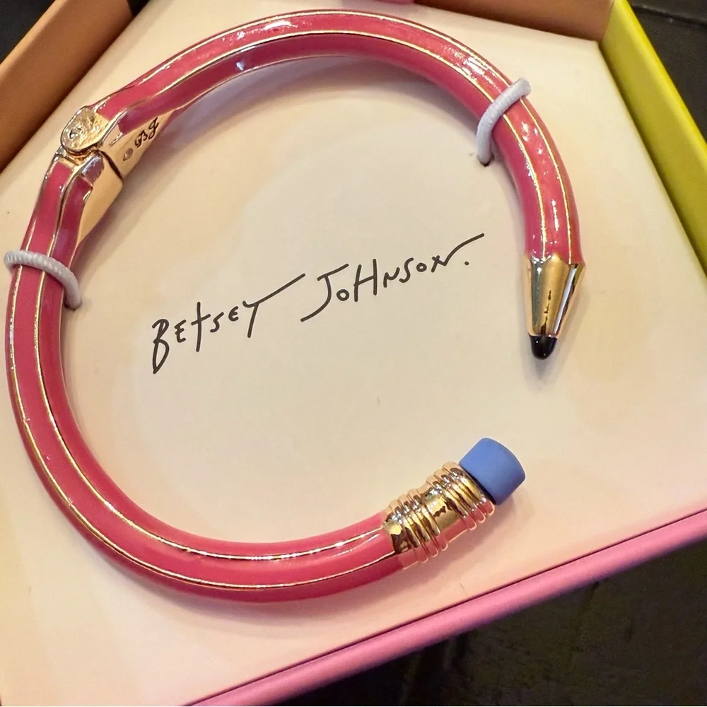 Betsey Johnson Pencil Hinge Cuff Bracelet in Pink NWT